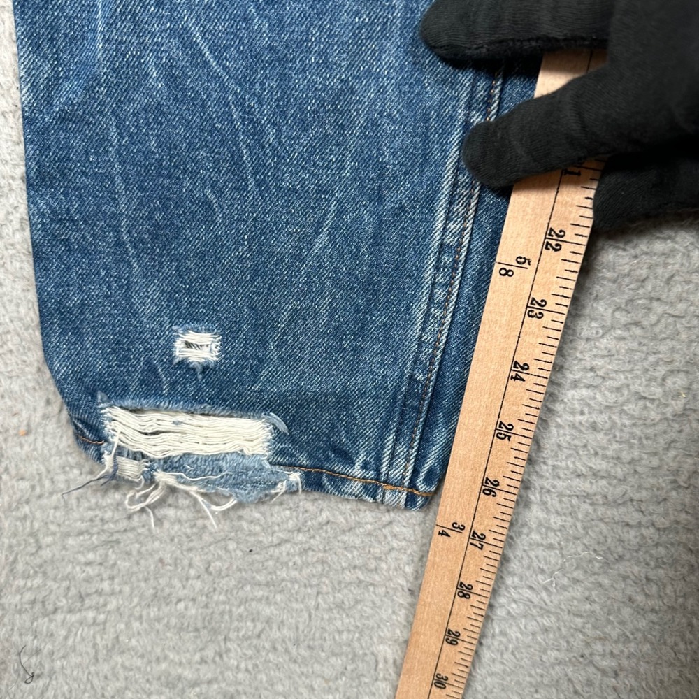 Abercrombie & Fitch A&F High Rise Mom Jean 30 10R Distressed Ripped‎ Medium Wash - Picture 5 of 9
